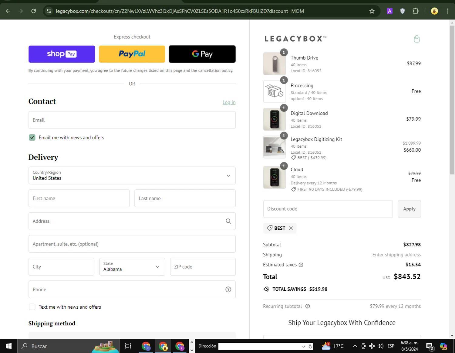 How to apply Legacybox coupon code